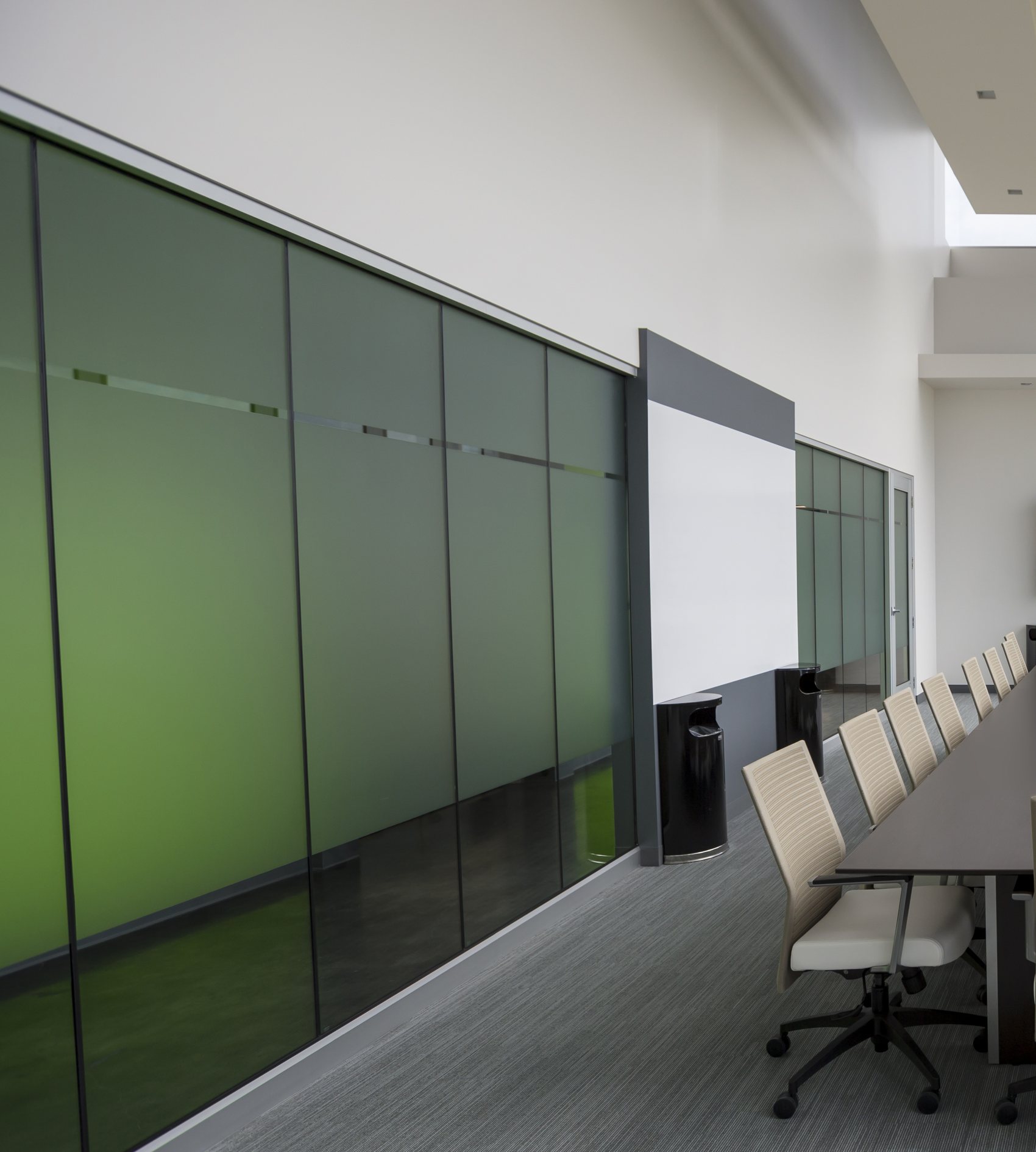 Frosted glass office partition wall