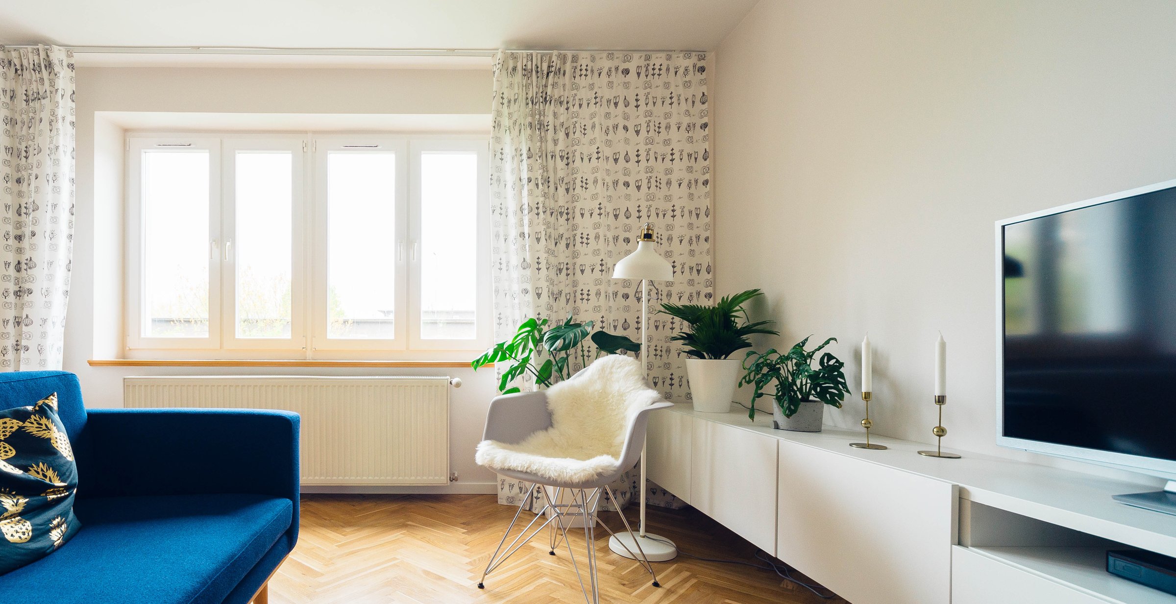 Smart home living room with control panel