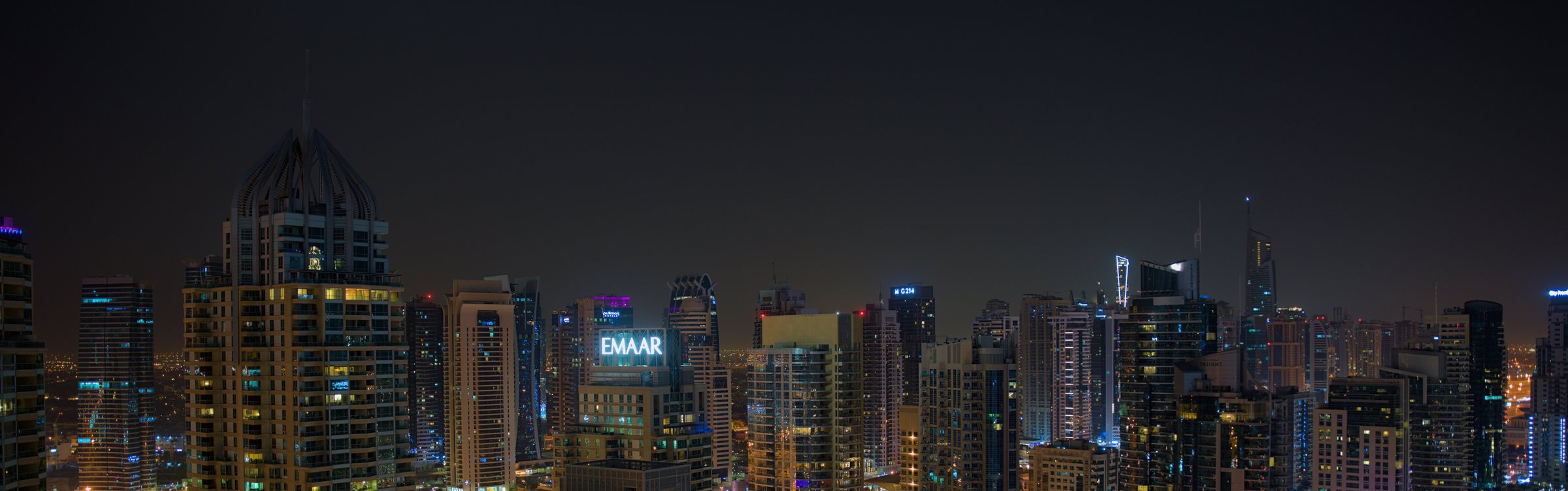 Dubai Marina skyline at night