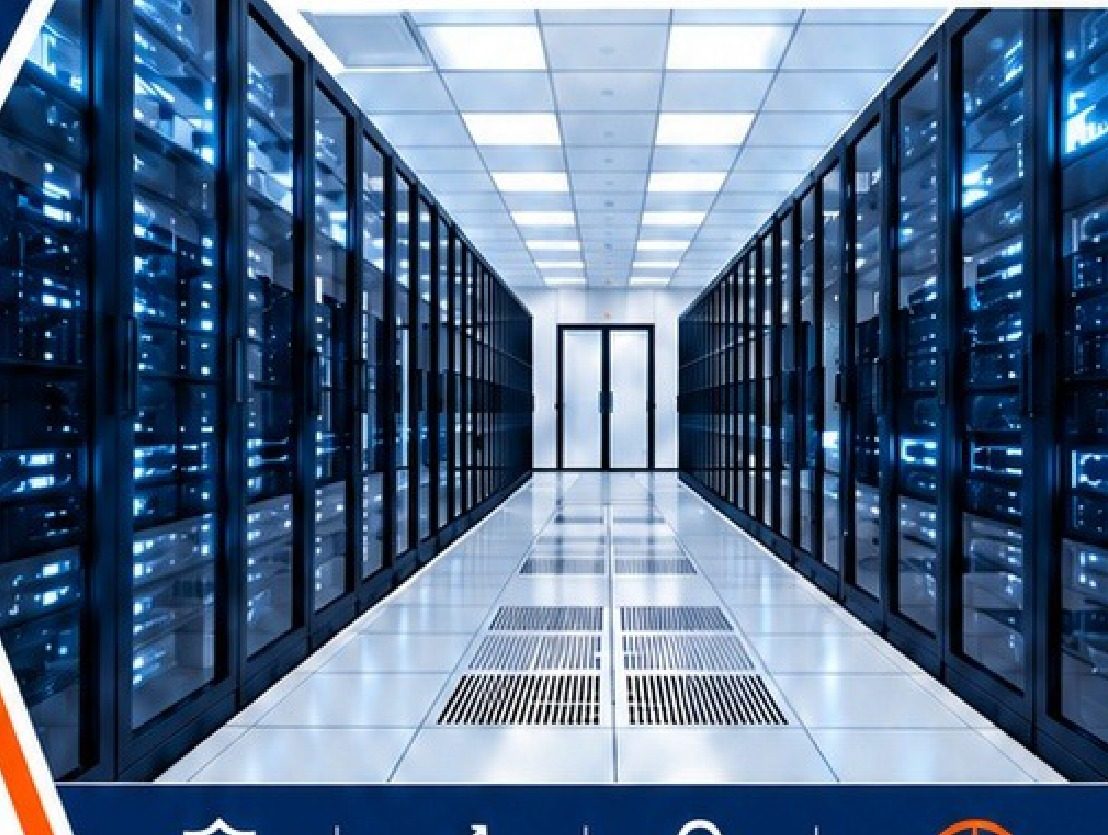Server room with structured cabling