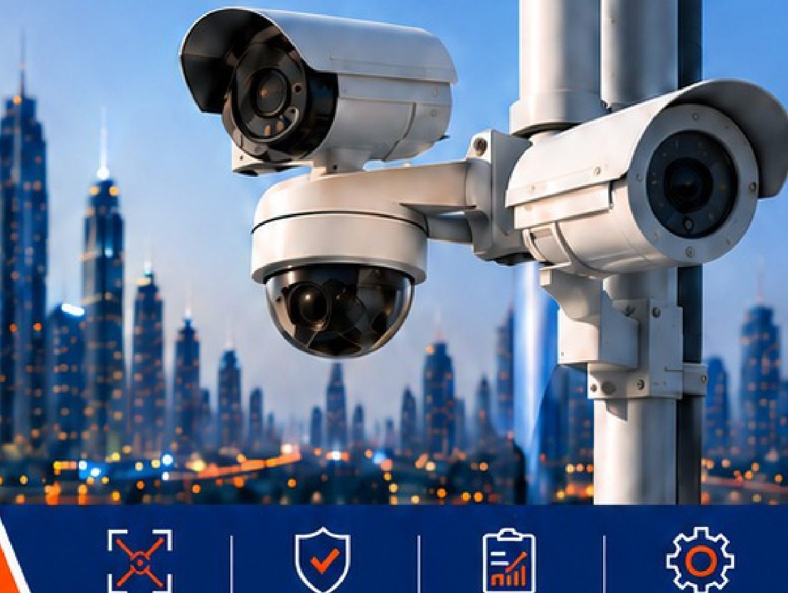 CCTV cameras overlooking the city